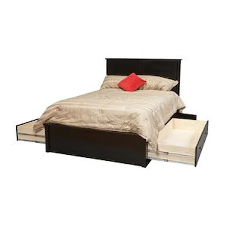 Queen Pedestal Bed W/ 60" Storage Drawers on Each Side